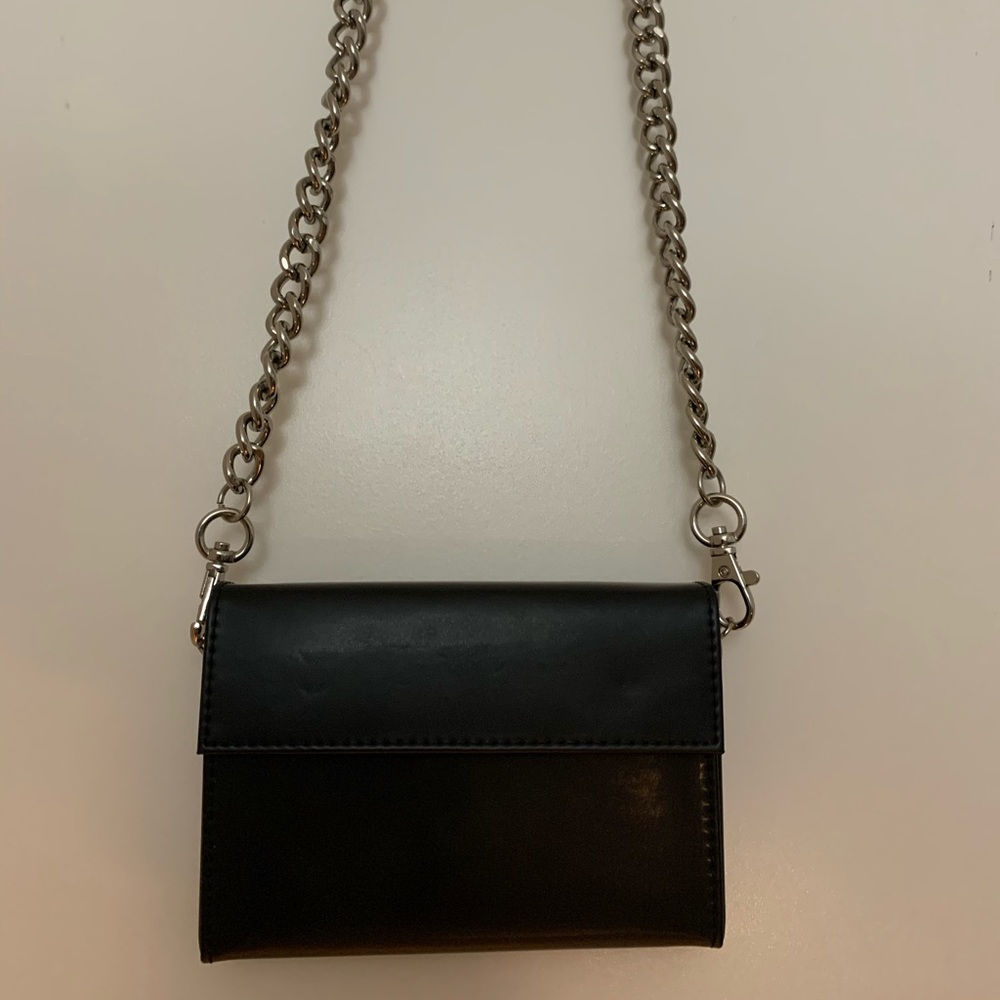 UO Mini Black Clutch with Chain Metal Strap